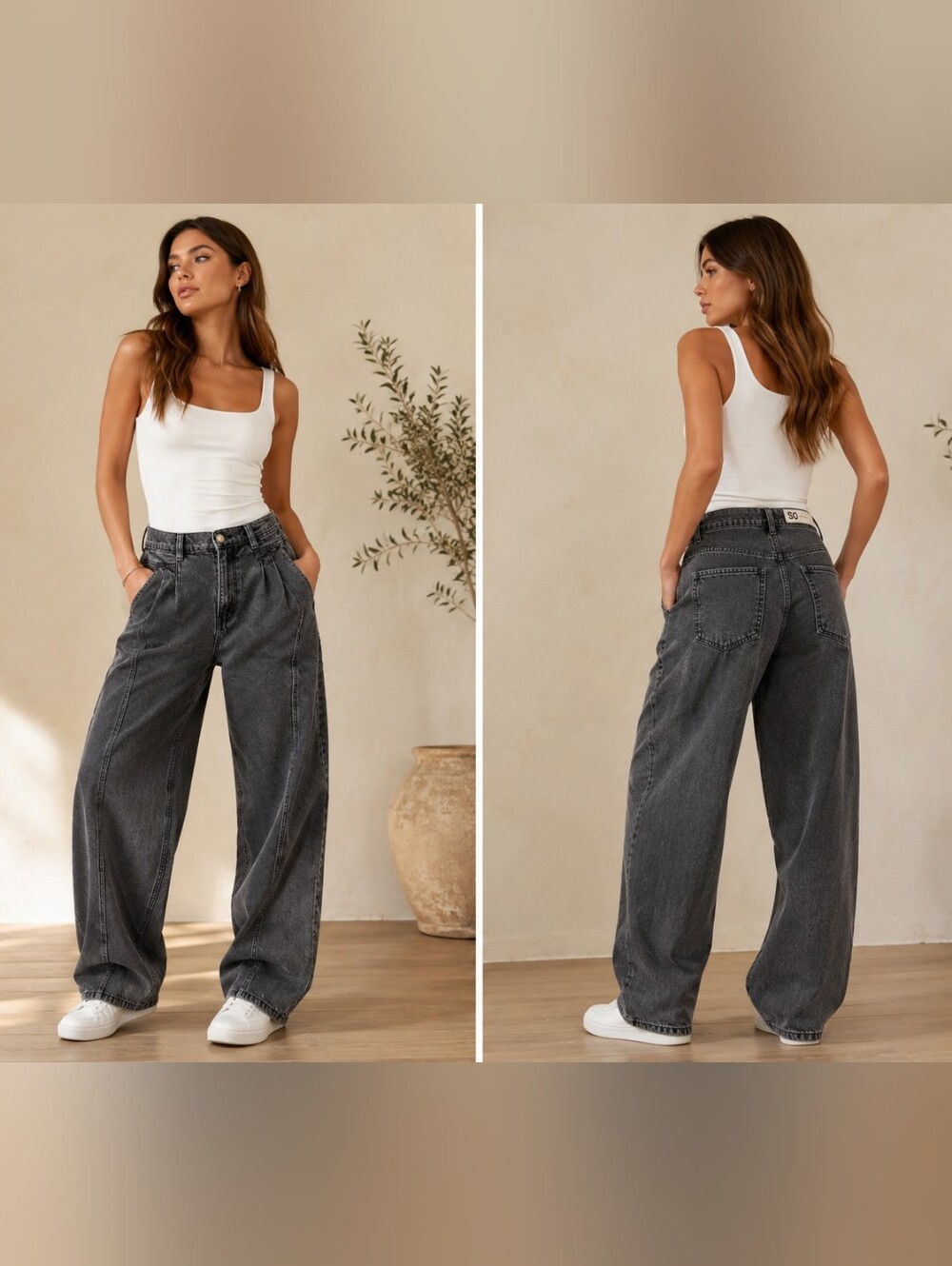 SO Washed Black High-Waist Wide-Leg Jeans